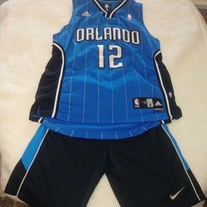 Boys basketball jersey and gym shorts